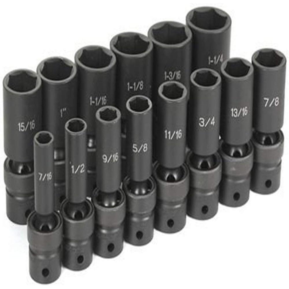 Grey Pneumatic 1314UD 1/2" Drive 14 Pc. Deep Length Fractional Univ. Set