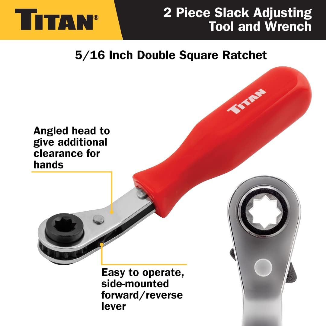 Titan Tools 85512 2-PC. MERITOR BRAKE SLACK ADJUSTING FORK-END TOOL AND 5/16" DOUBLE SQUARE RATCHET WRENCH KIT