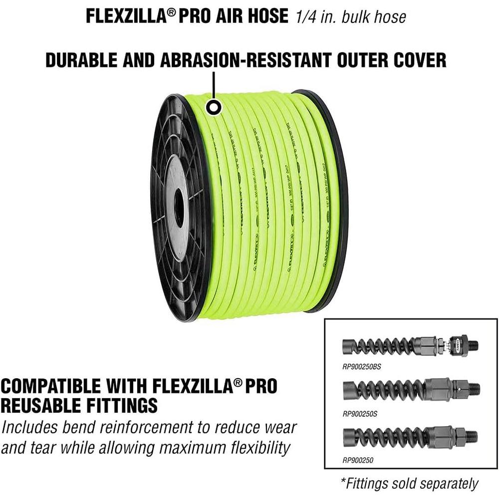 PLASTILINUM Pro Air Hose. Bulk Plastic Spool. 1/4 in. x 250 ft. Heavy Duty. Ligh.