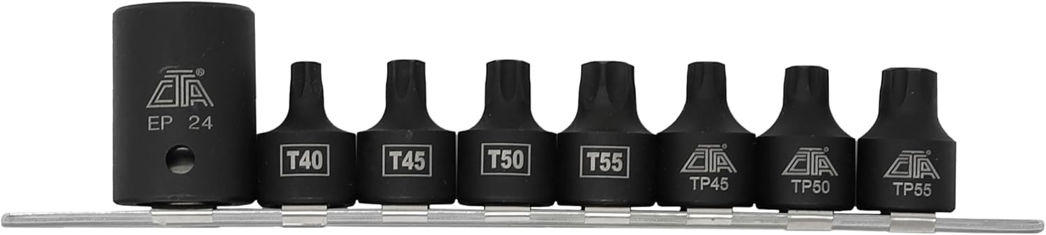 CTA Tools 9368 8-pc Pickup Truck Bed Bolt Torx, Torx Plus & External Torx Plus Socket/bit Socket Set