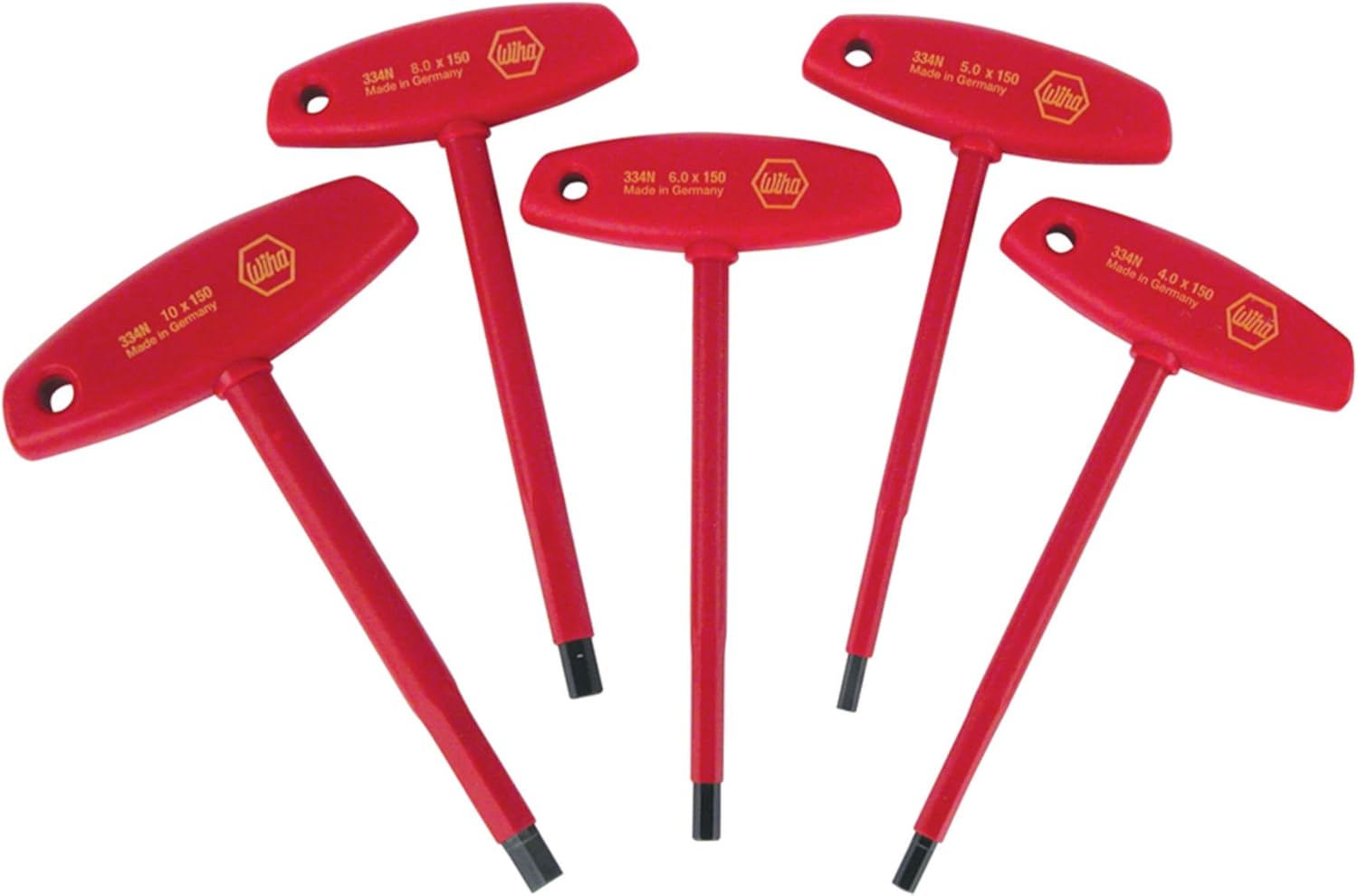 Wiha Tools 33478 Jeu de 5 tournevis hexagonaux isolés à poignée en T : 4 mm à 10 mm, certifiés 1000 VCA