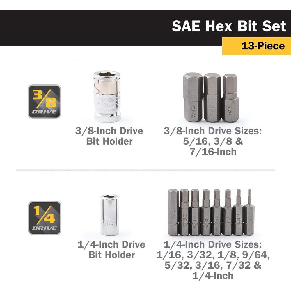 Outils Titan 16111 13 pièces. Jeu d'embouts hexagonaux SAE