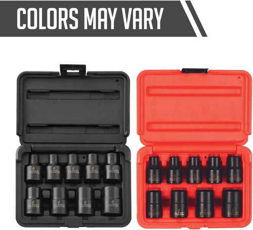 Sunex 2690SE 1/2-Inch Drive External Star Impact Socket Set, Standard, 6-Point, Cr-Mo, E10 - E24, 9-Piece