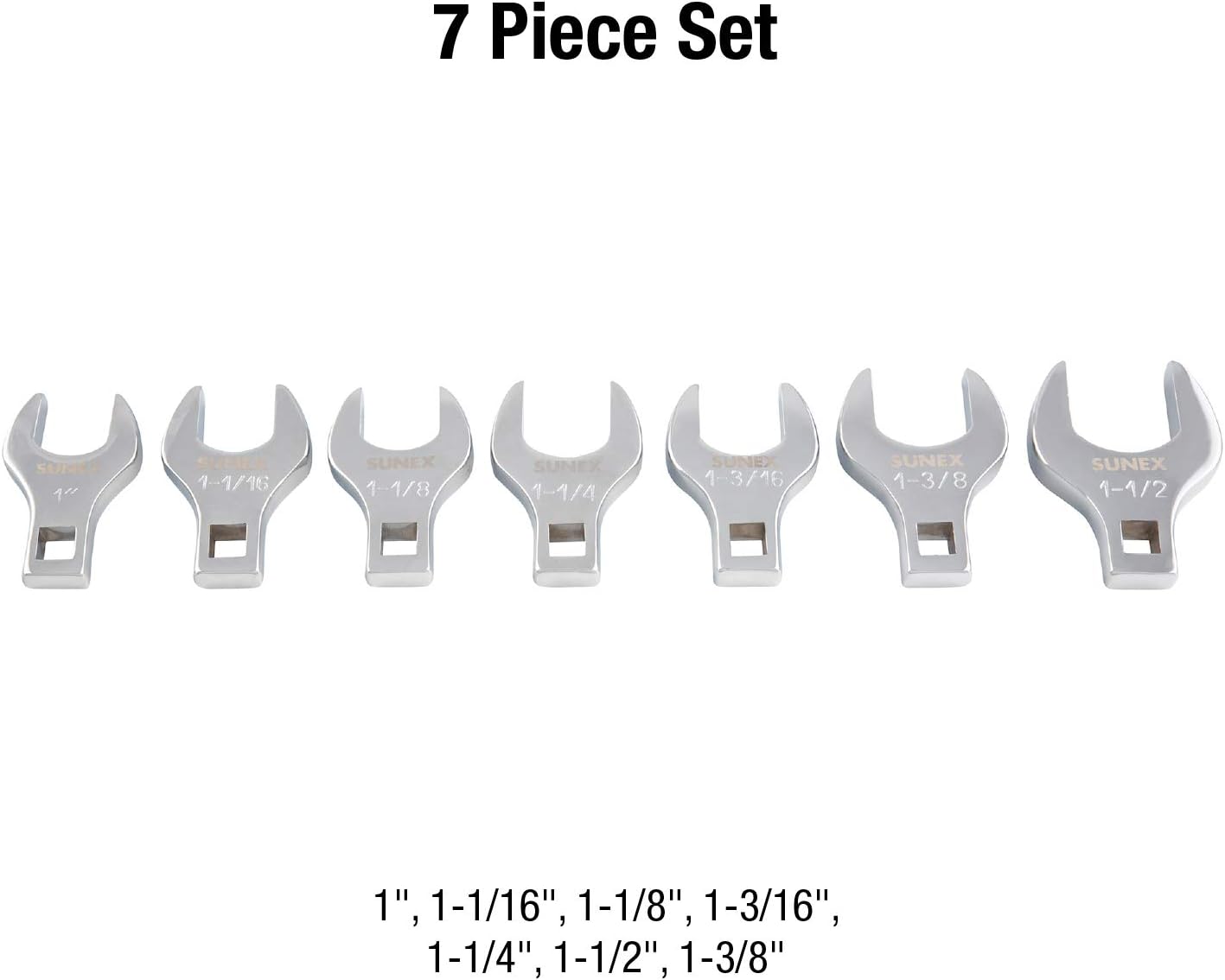 Sunex Tools 9720A 7 Piece 1/2" Dr. Jumbo SAE Crowfoot Wrench Set