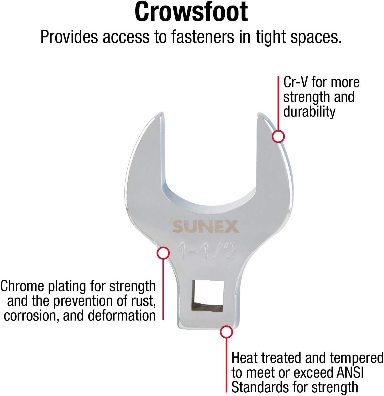 Sunex 9721A 14 Pc 1/2" Dr. Jumbo SAE Crowfoot Wrench Set CRV