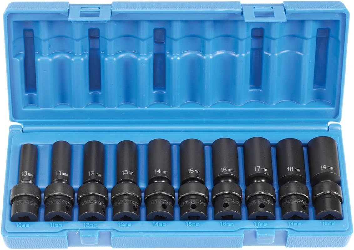 Grey Pneumatic 1210UMD 3/8" Drive 10 Piece Deep Universal Metric Set