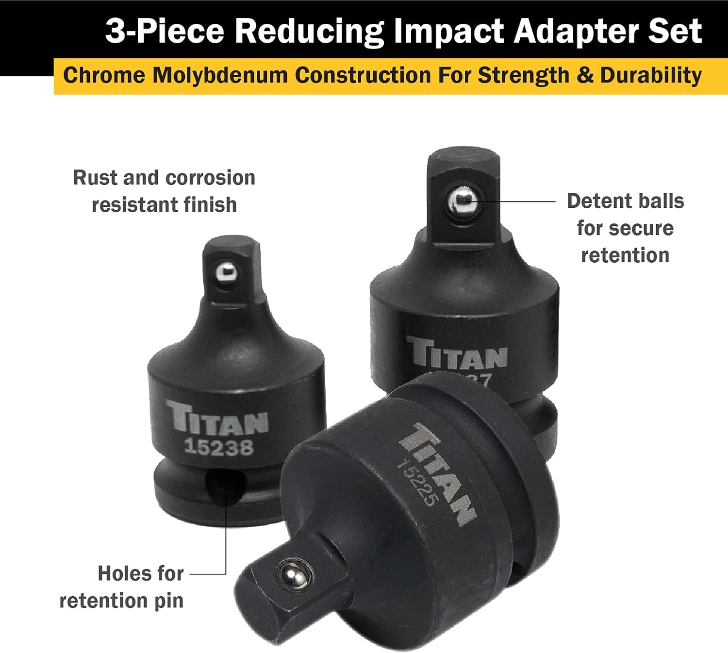 Titan Tools 12036 3 Pc. Reducing Impact Adapter Set