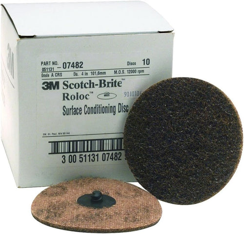 3M 7482 Disques de conditionnement de surface grossiers Scotch Brite Roloc de 10,2 cm 10 par boîte