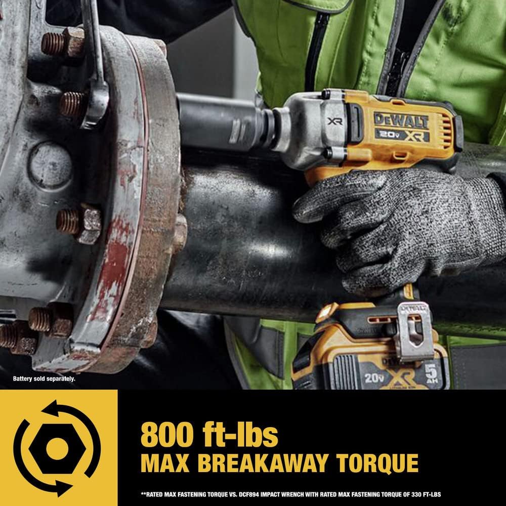 Dewalt DCF891B 20V MAX XR 1/2" CLÉ À CHOCS DE MOYENNE GAMME AVEC ENCLUME À ANNEAU DE PORC (OUTIL UNIQUEMENT), 600 FT-LBS, 0-2000 RPM