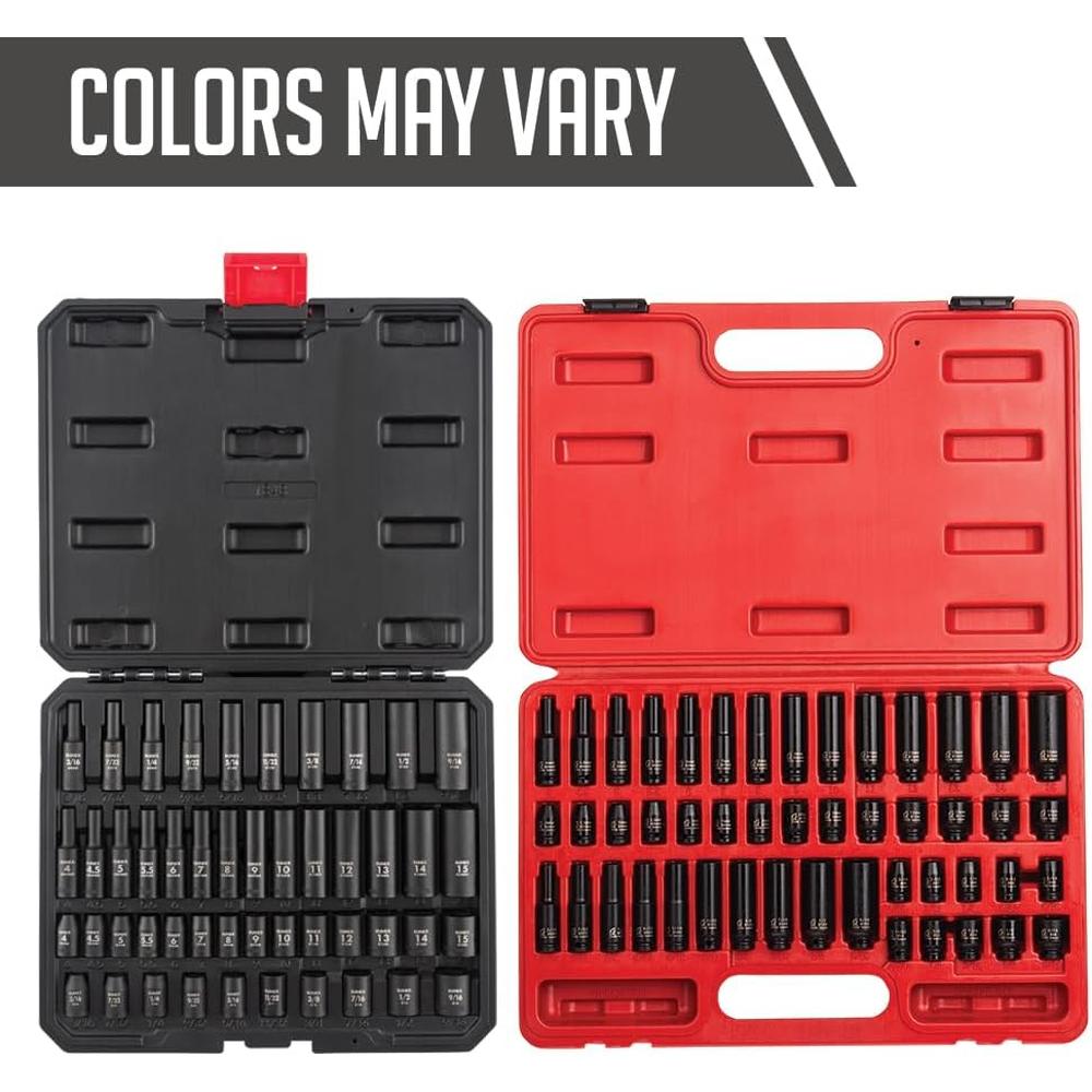 Sunex Tools 1848 1/4 in. Drive Master Impact Socket Set, 48 pieces, SAE/Metric, 3/16 in. - 9/16 in., 4mm - 15mm, Standard/Deep, Cr-Mo Alloy Steel, Radius Corner Design, Heavy Duty Storage Case