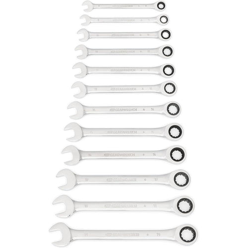 CLE A ENGRENAGE 12 pcs. Jeu de clés mixtes à cliquet 12 pans métriques - 9412