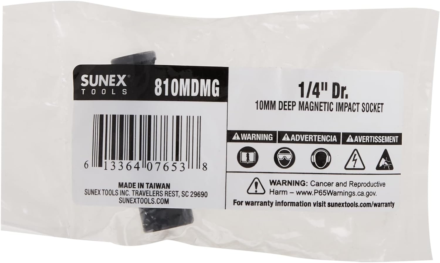 Sunex Tools 810MDMG 1/4" Dr 10Mm Deep Magnetic Impact Socket