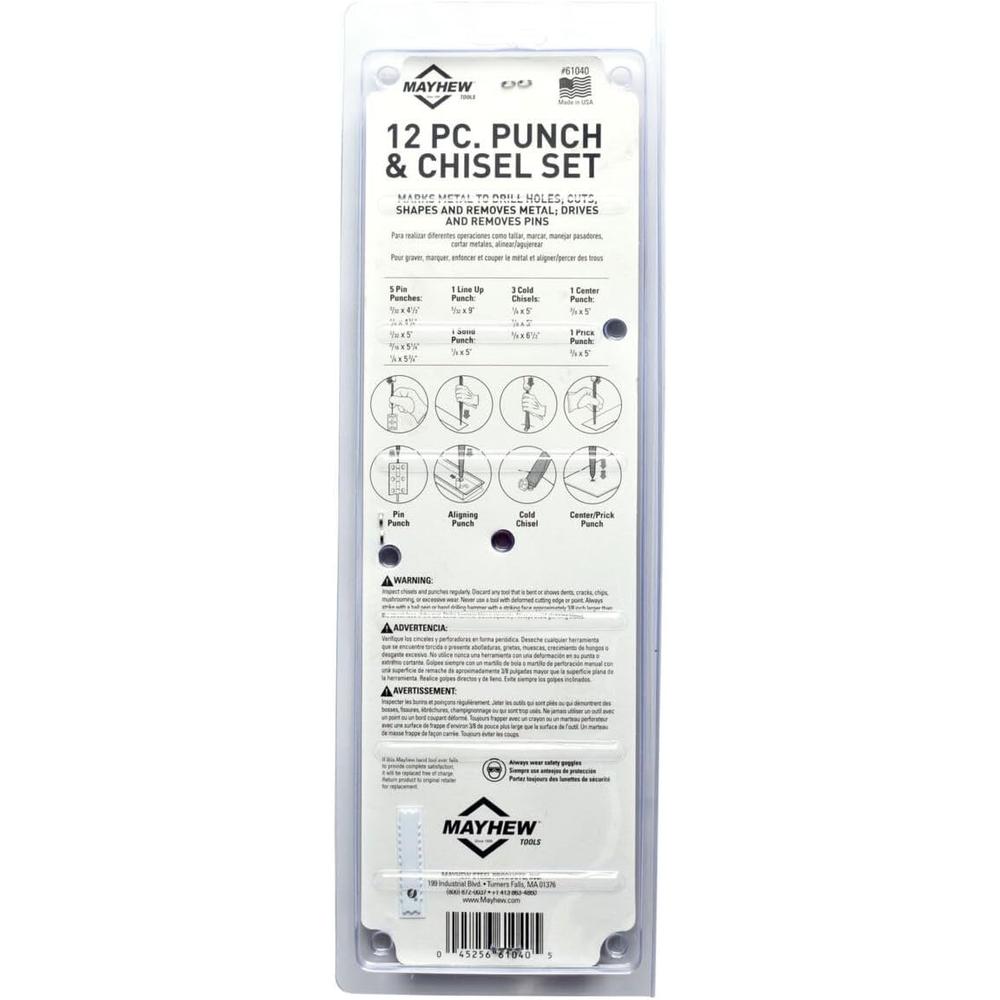 Mayhew Tools 61040 12 PC Punch & Chisel Set