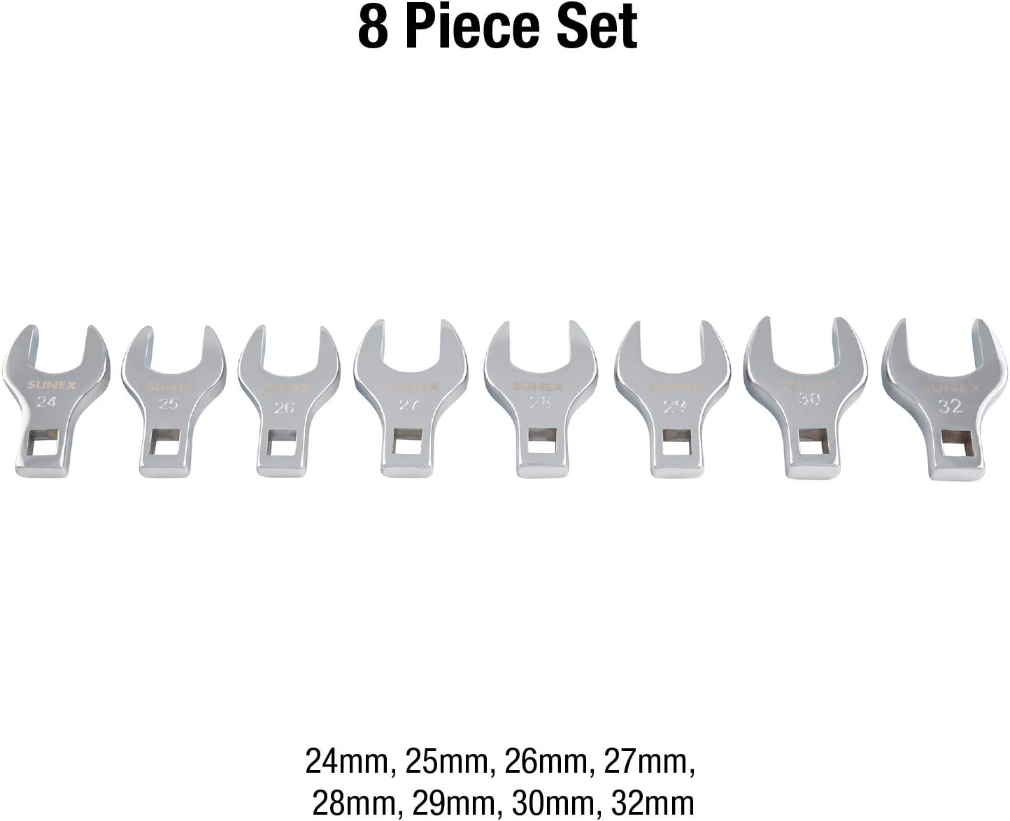 Sunex Tools 9730A - 8-Piece 1/2" Drive Jumbo Metric Crowfoot Wrench Set
