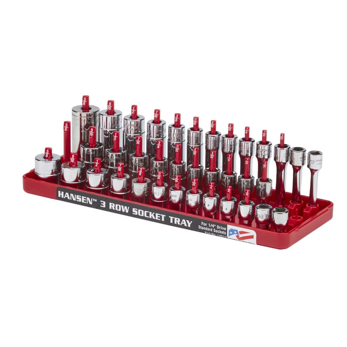 Hansen Global 14013 1/4" DR. SAE RÉGULIER, SEMI-PROFONDE, PROFONDE 3 RANGÉES SUPPORT DE DOUILLE - ROUGE