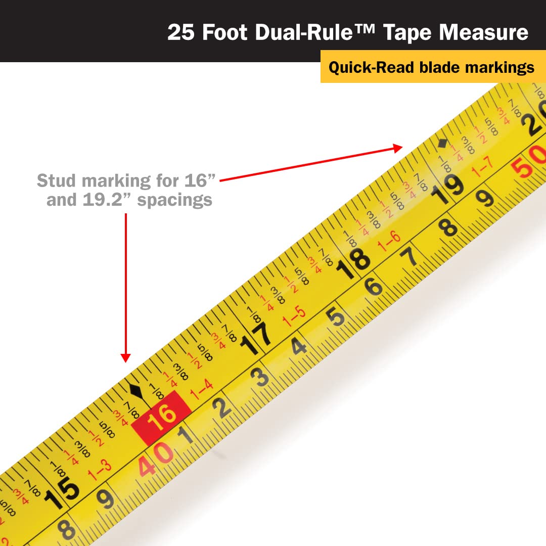 Titan Tools 10907 25-Foot Dual-Rule Tape Measure