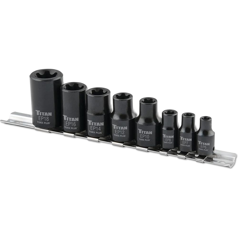 Titan Tools 17418 Jeu de 8 douilles E-Torx Plus