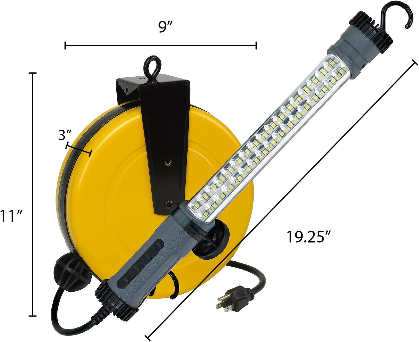Alert Stamping 5050SM Pro-Lite 34 SMD LED Cord Reel Task Light,Yellow, Grey, Black