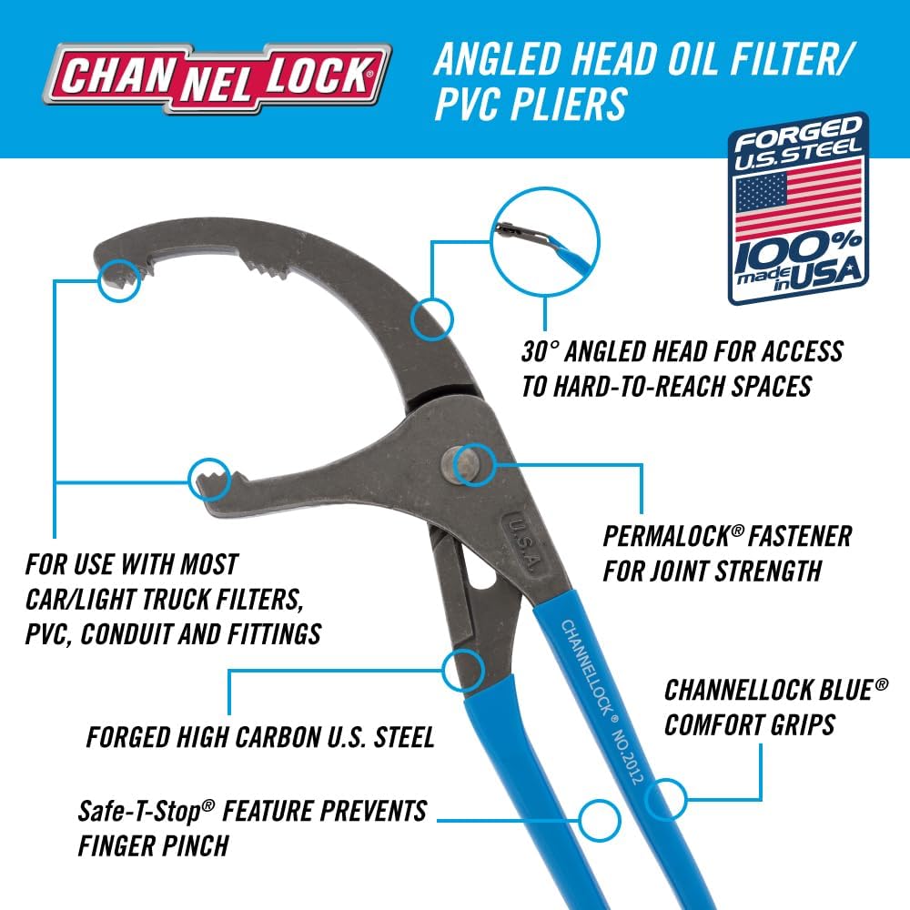 Channellock 2012 12" Oil Filter/PVC Plier
