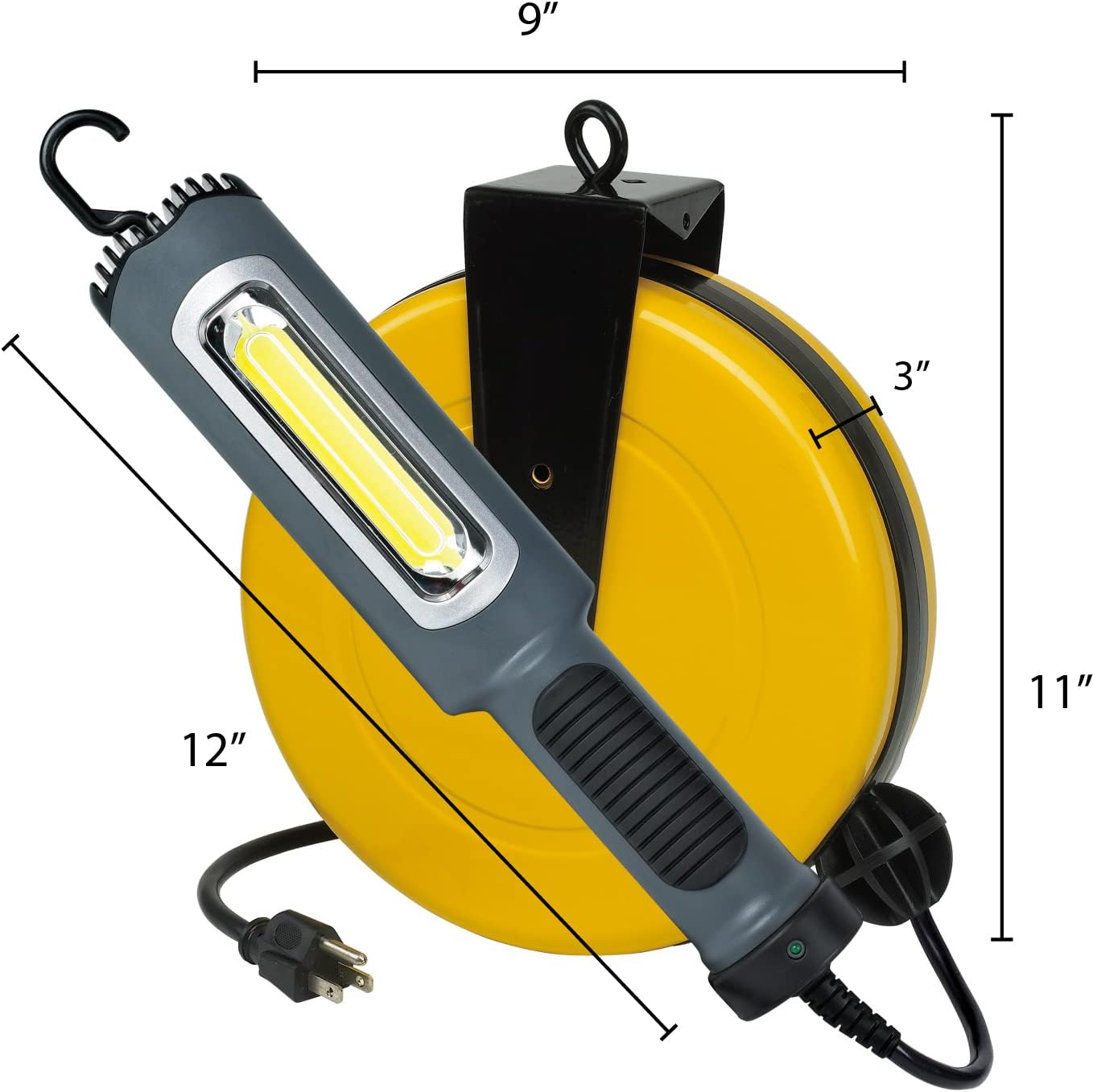 Alert Stamping 5050CL8 Professional Auto Repair Drop Lighting 8 Watt Bright 900 Lumen COB LED Cord Reel Garage Shop Work Light