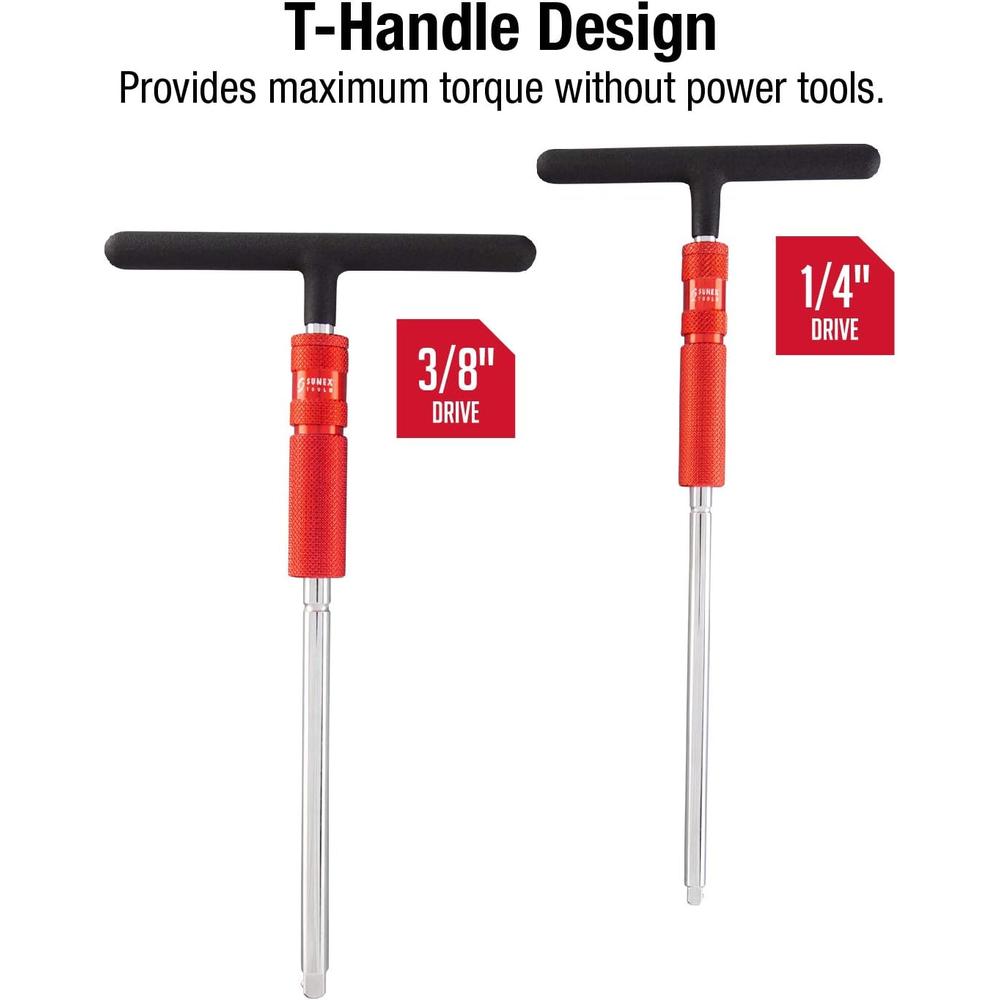 Sunex Tools 9727 2 Piece 1/4" And 3/8" Dr Adj T-Handle Speed Wrench Set