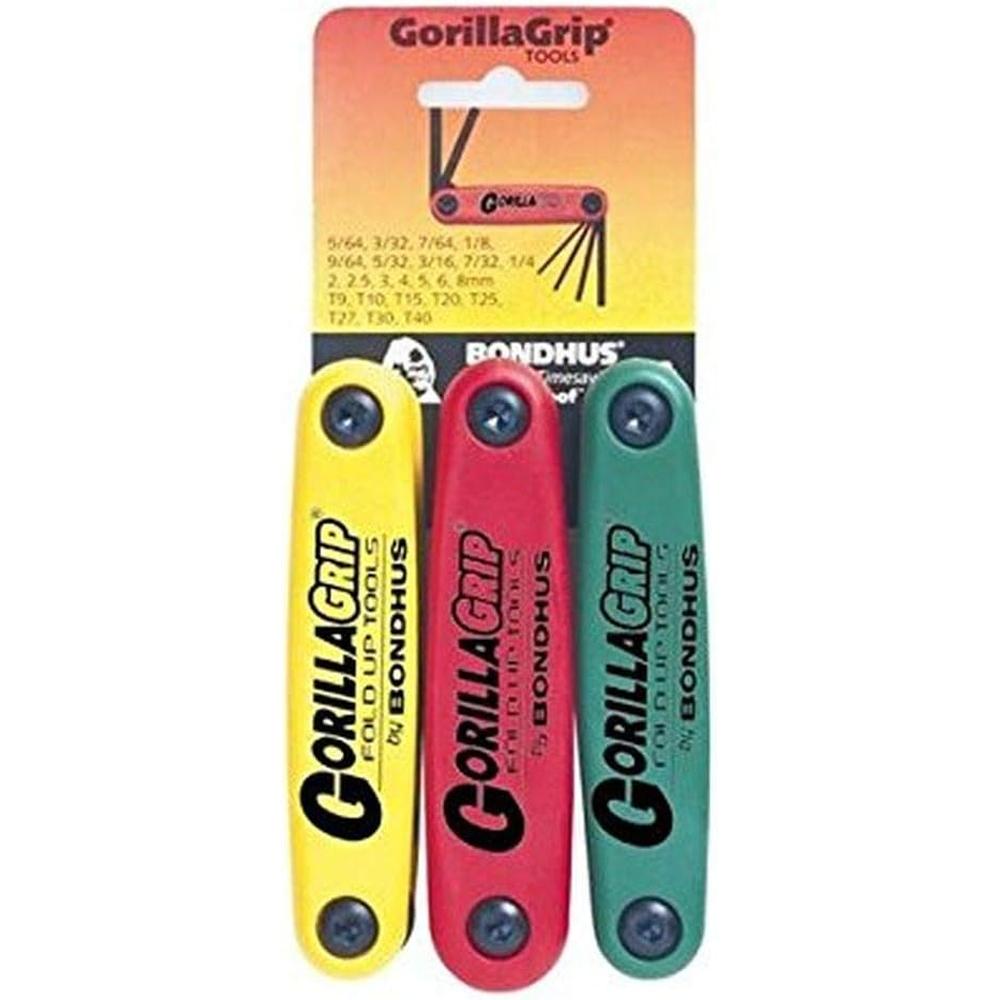 Bondhus 12533 GorillaGrip Hex&Star TriplePK,12587 2-8mm,12589 & 12634 T9-T40