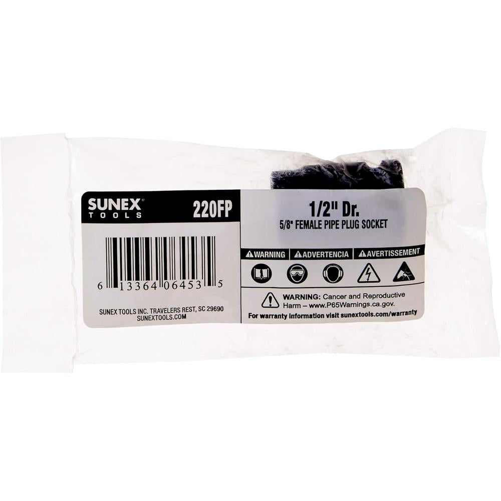 Sunex Tools 220FP 1/2 in. Drive 5/8 in. Female Pipe Plug Socket