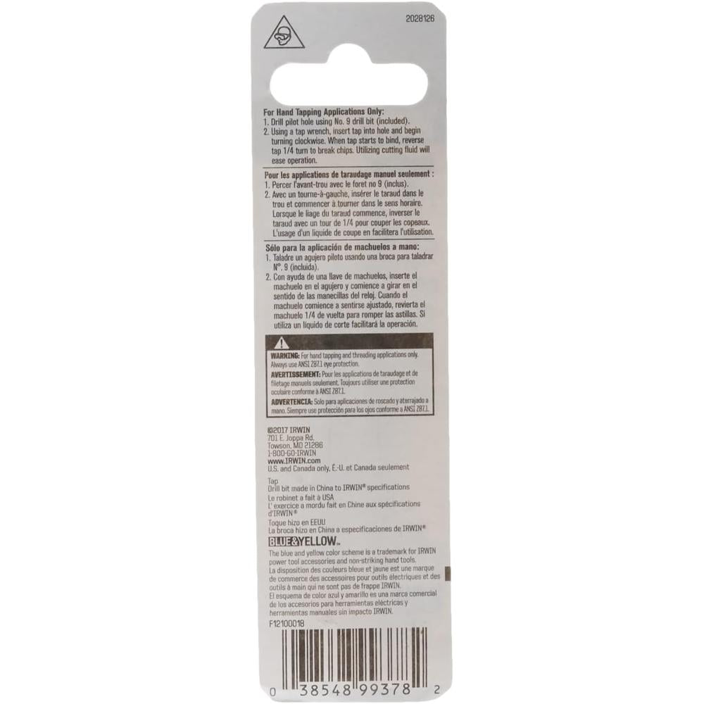 Irwin Tools Hanson® 1788680 Pts Tap Plus Drill Combo 6mm-1.00/Numéro 9 pour l'extraction de tarauds