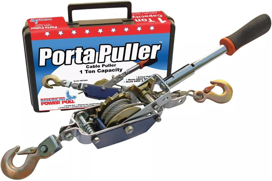 American Power Pull EZ2000 Porta Puller with molded carrying case, 1 Ton Cable Puller
