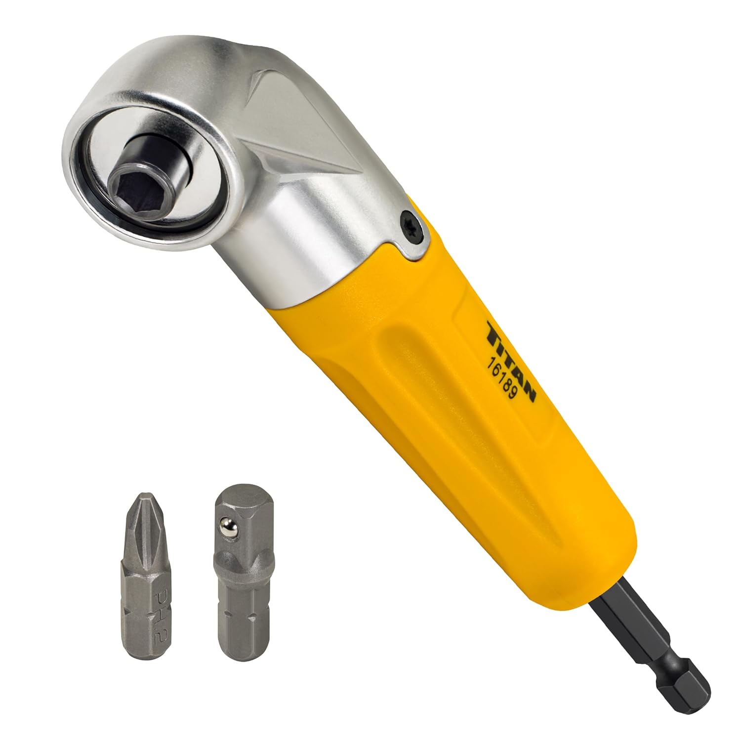 Titan Tools 16189 Perceuse magnétique à 90° et tournevis à embout, qualité impact, tige hexagonale 1/4"