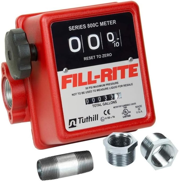 Fill-Rite 807C1 Compteur de transfert de carburant mécanique à 3 chiffres 5-20 GPM