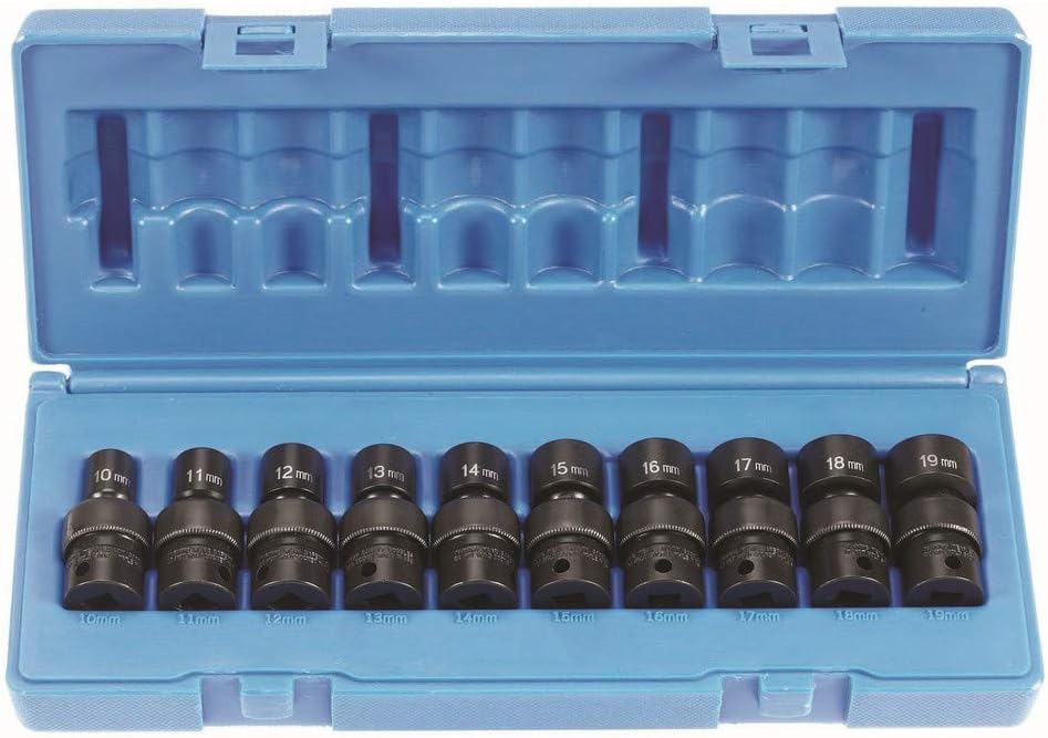 Grey Pneumatic 1210UMSD 3/8" Drive 10 Piece Semi-Deep Metric Universal Set
