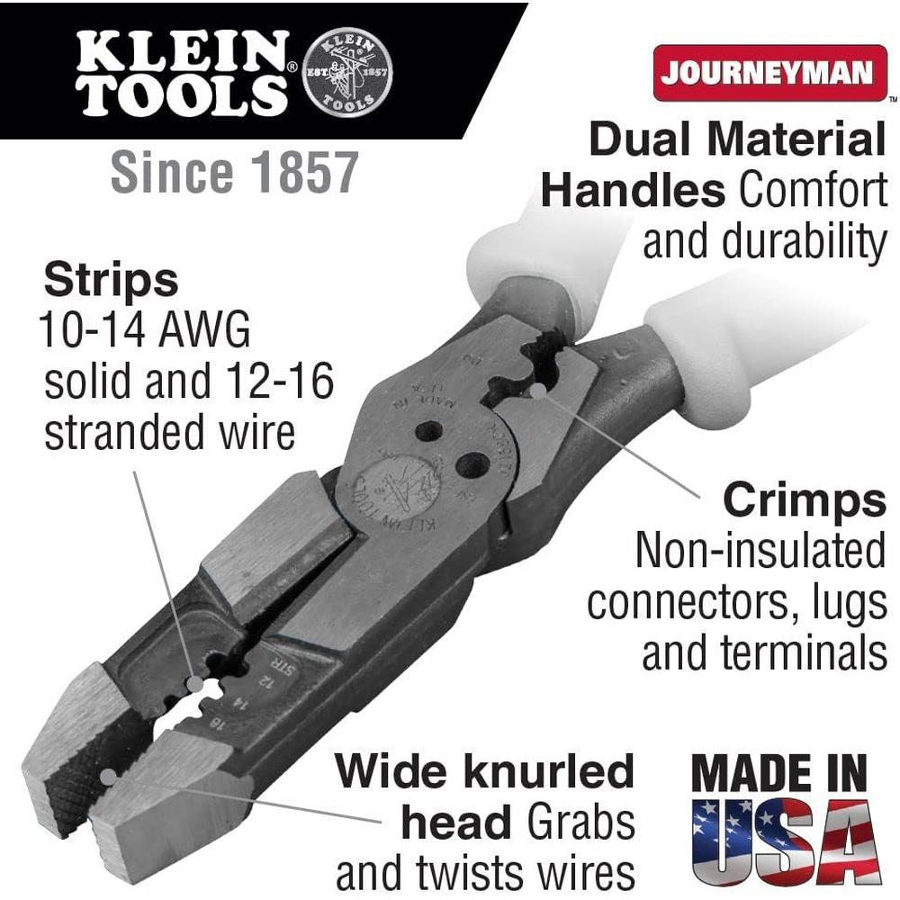 Pliers. Hybrid Multi Purpose Tool with Crimper. Bolt Shearing Holes & Stripper Klein Tools J215-8CR