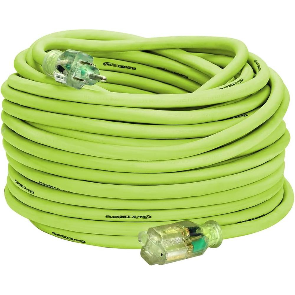 Legacy Manufacturing FZ512835 100 FT. FLEXZILLA PRO EXTENSION CORD, 12/3 SJTW, LIGHTED PLUG, INDOOR/OUTDOOR, ZILLAGREEN, 1875W, 15A