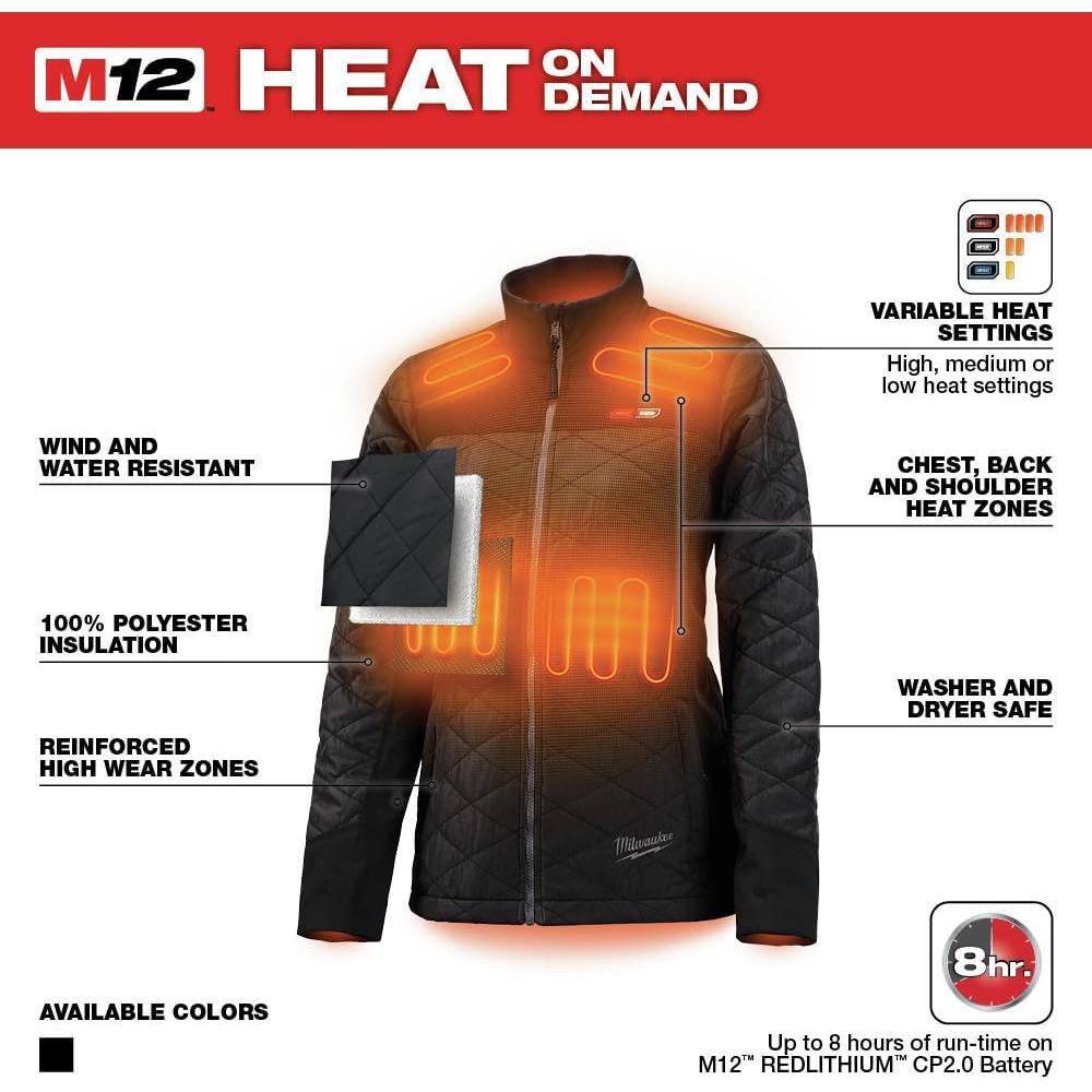 Milwaukee Tool 233B-21XL M12™ Kit de veste chauffante AXIS™ pour femmes, noir, X-Large