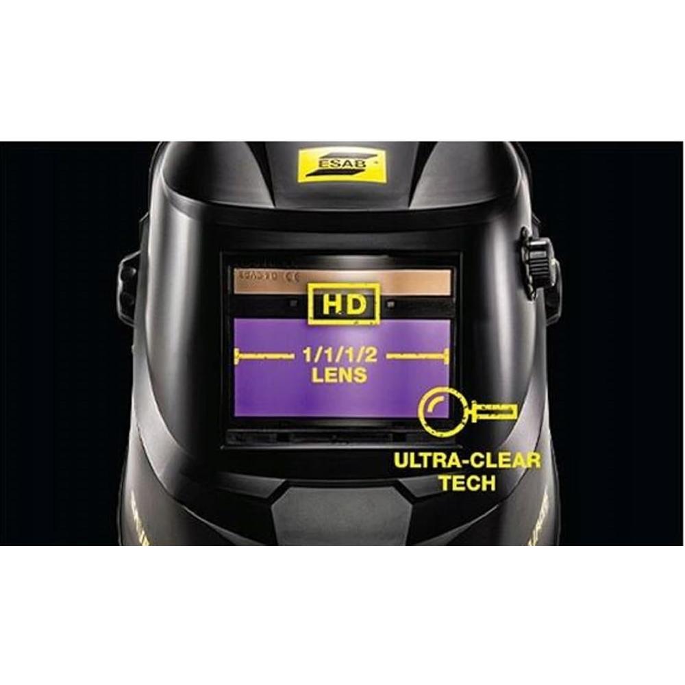 ESAB 700000491 Yellow Savage A40 Welding Helmet, Din 4, 9-13, 100mm X 50mm Viewing Area, External Grind Mode Button