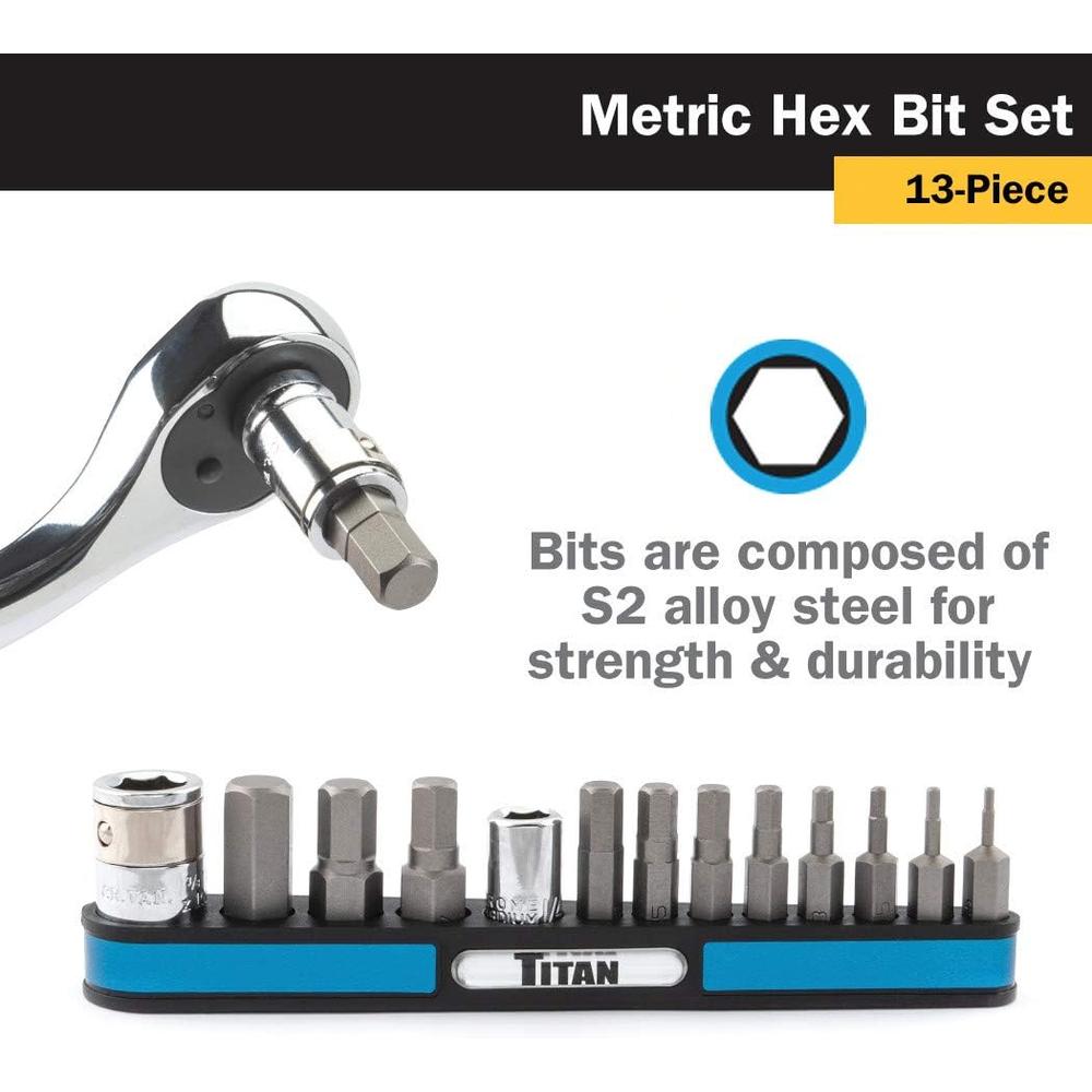 Titan Tools 16112 13 Pc. Metric Hex Bit Set