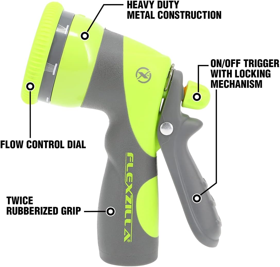 Legacy Manufacturing (Flexzilla) NFZG67 Heavy Duty 7-Pattern Adjustable Pistol Grip Garden Hose Nozzle, Flow Control Dial