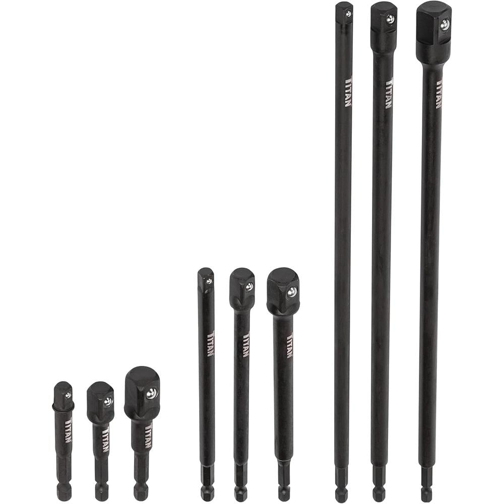 Titan Tools 12089 Straight 9 pieces Impact Socket Adapter Set