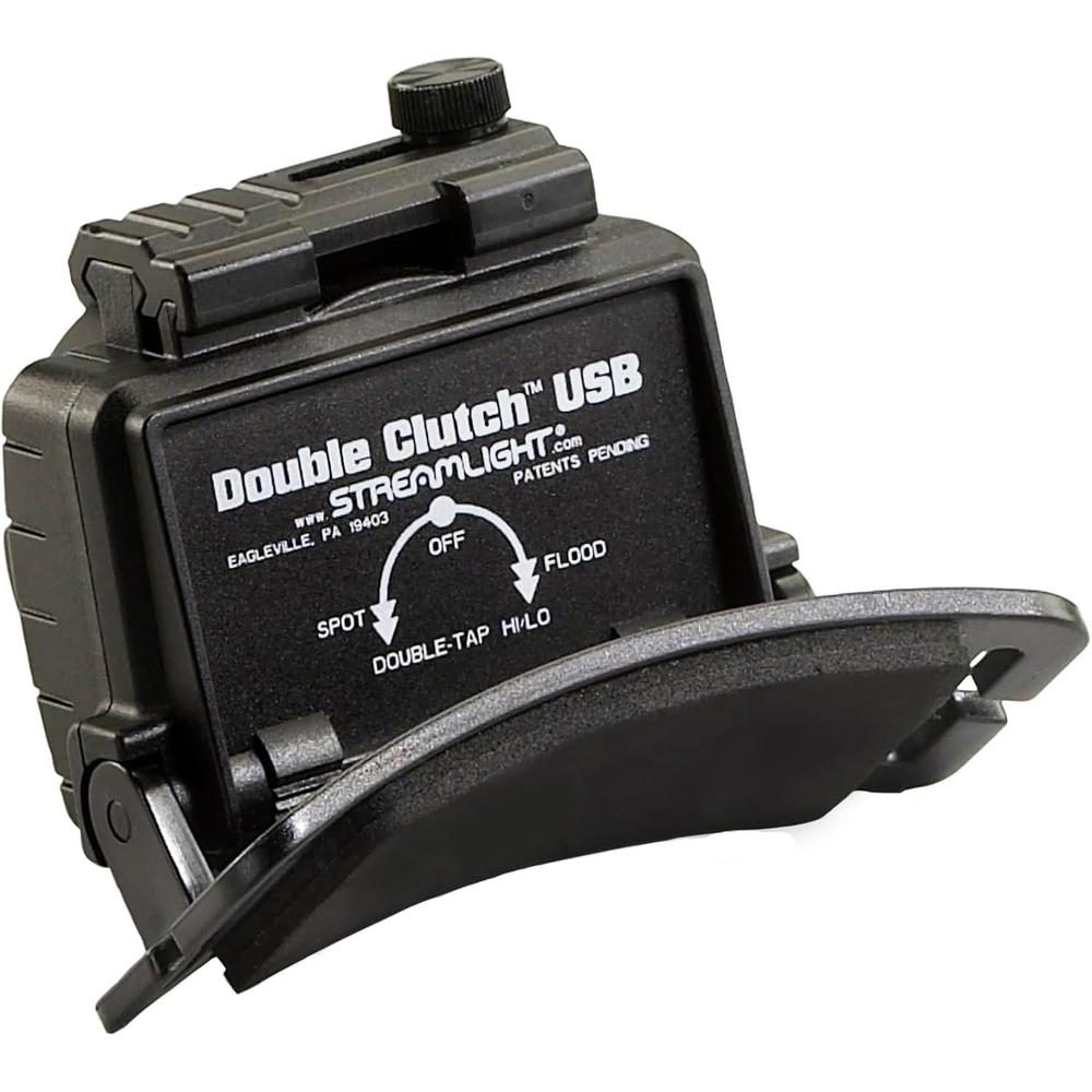 Streamlight 61603 Double Clutch USB Rechargeable Headlamp, 120VAC, Black - 125 Lumens
