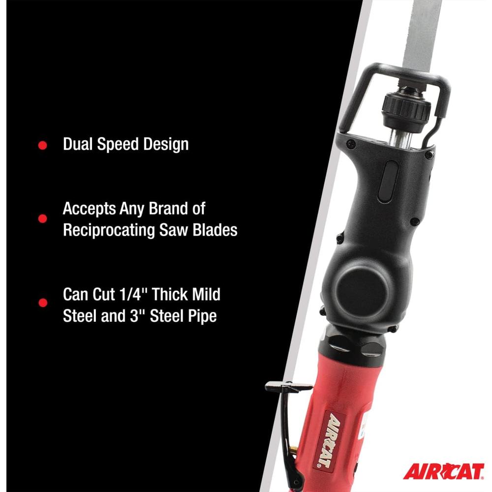 AirCat 6355 12" LONG DUAL SPEED RECIPROCATING AIR SAW, 5000 SPM, .45" STROKE