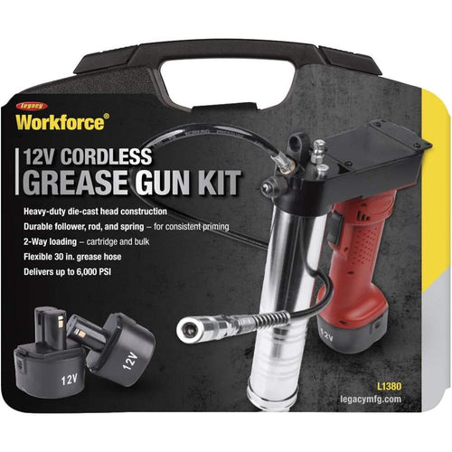 Legacy Manufacturing L1380 Workforce Pistolet graisseur sans fil 12 V avec deux piles Ni-Cd