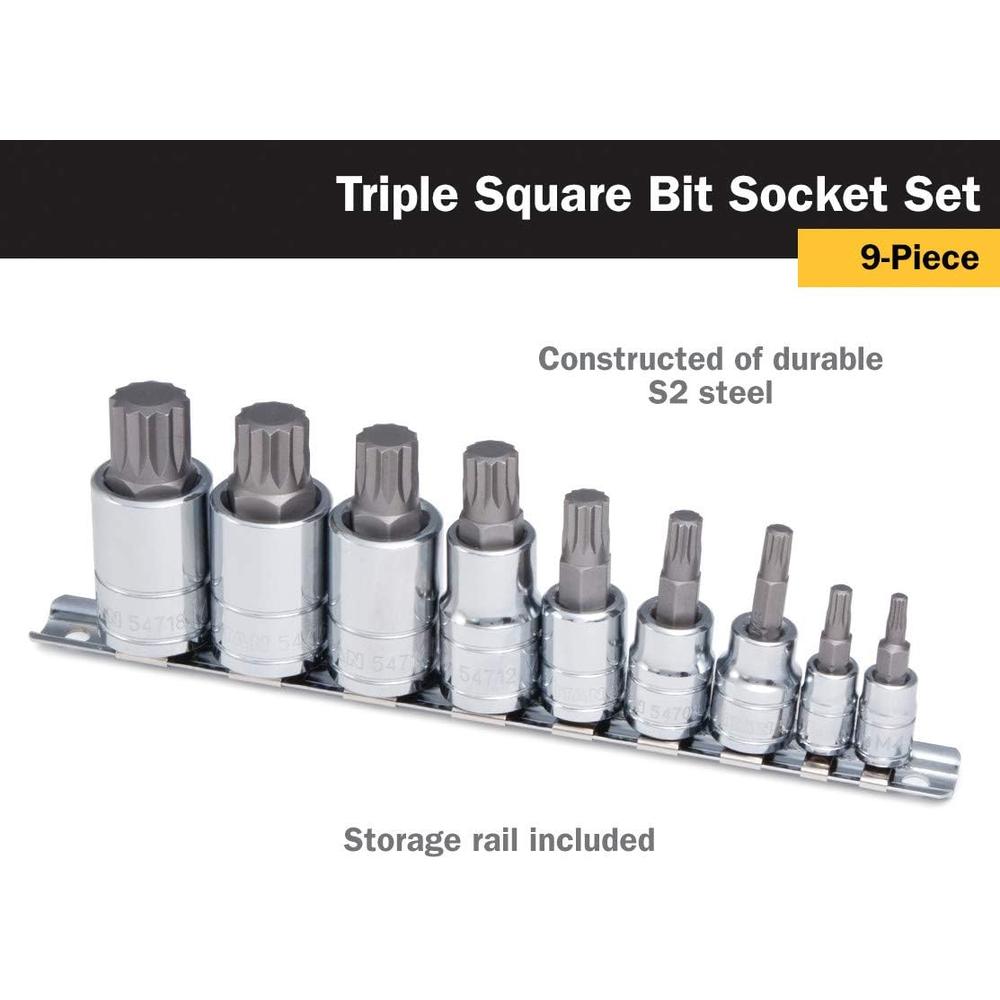 Outils Titan 16144 9 pièces. Jeu de douilles triples carrées