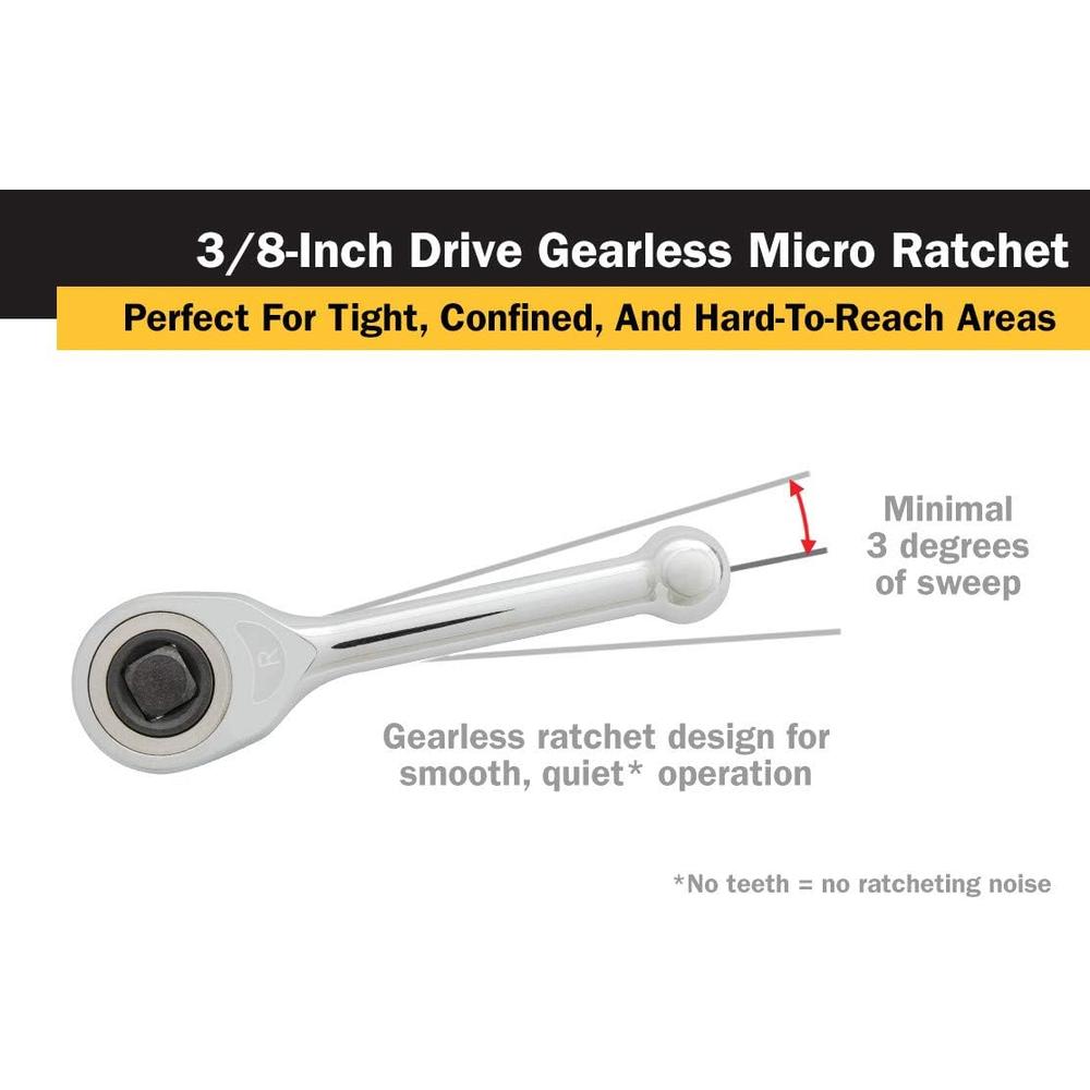 Titan Tools 11201 3/8 Inch Drive 4 Inch Gearless Micro Ratchet