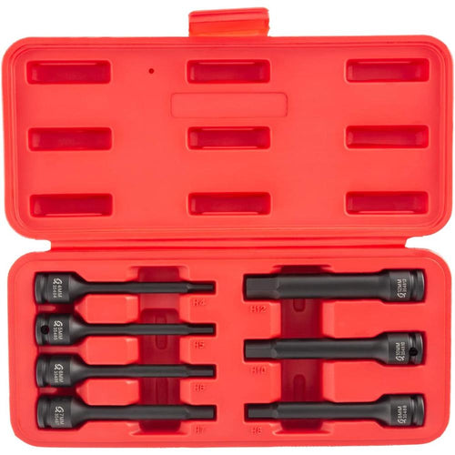 Sunex 3548 3/8" Drive Extended Length Metric Impact Hex Driver Set. 7-Piece