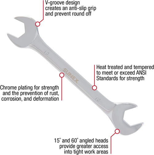 Sunex 9914MA 14 Piece Angle Head Metric Wrench Set (FULL POLISH) CRV