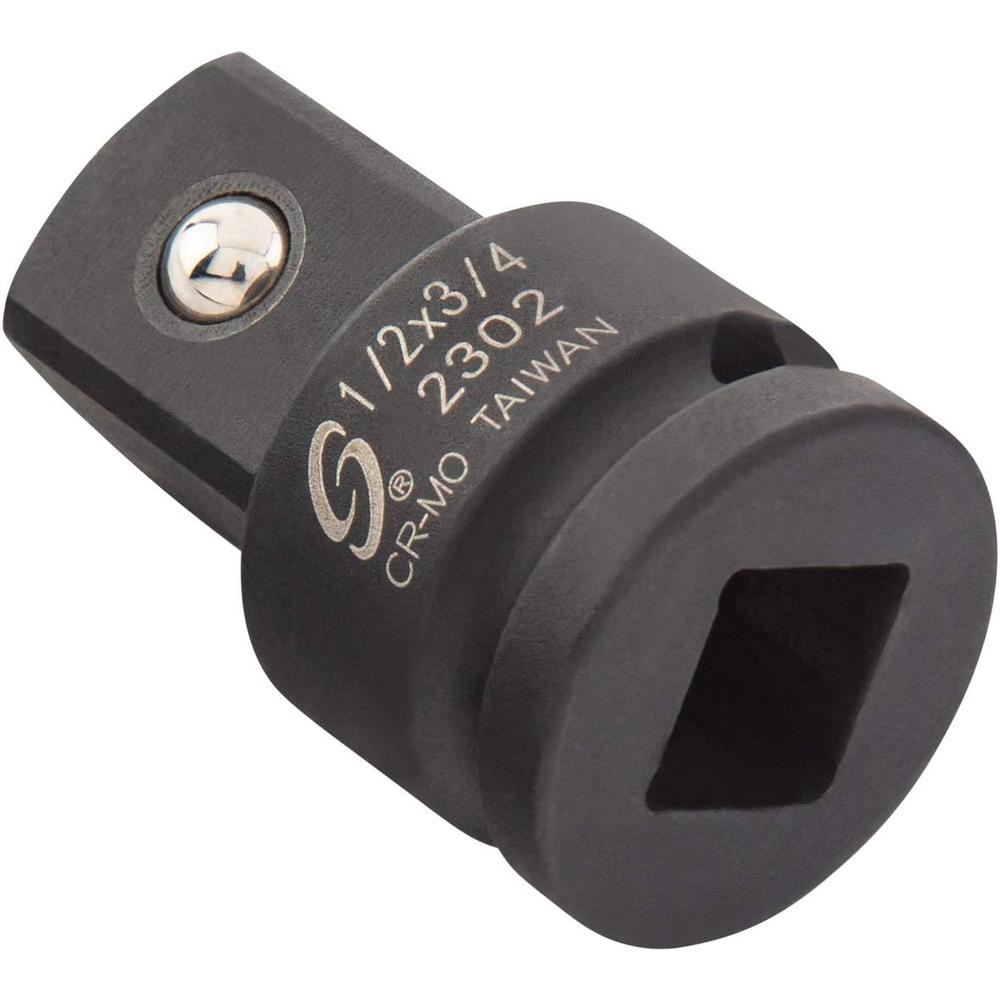 Sunex Tools 2302, 1/2 Inch Drive, 1/2" Female x 3/4" Male Impact Adapter, Cr-Mo Steel, Ball Detent, Tapered Square End, Meets ANSI Standards