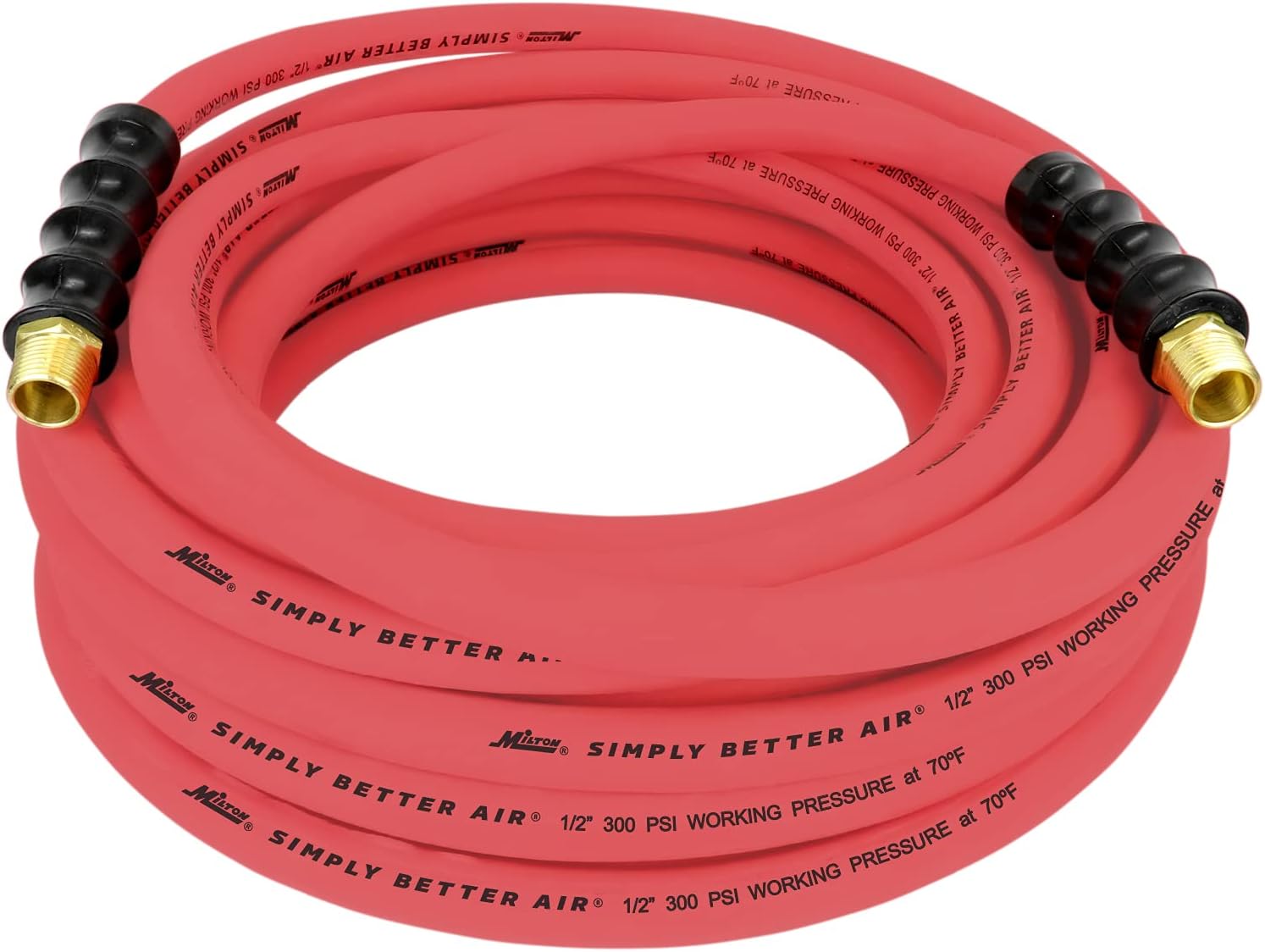 Milton Industries ULR125012 Tuyau d'air en caoutchouc ultra léger 1/2" x 50' avec extrémités 1/2" NPT