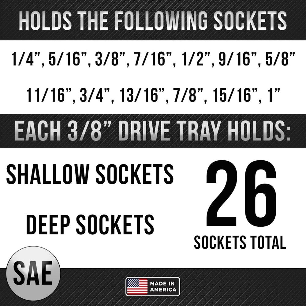 Hansen Global Inc. 3803 3/8" Drive Standard Regular & Deep Socket Holder - Green