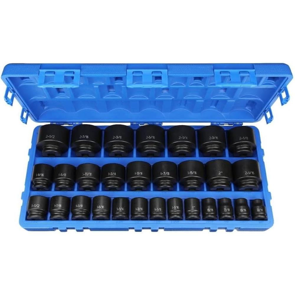 Grey Pneumatic 8029 3/4" Drive 29-Piece Fractional Master Socket Set 3/4-2-1/2"